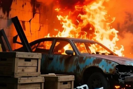 ИЗ-ЗА ХАЛАТНОСТИ СВАРЩИКА В ЧЕРНОГОРСКЕ ЗАГОРЕЛСЯ ГАРАЖ