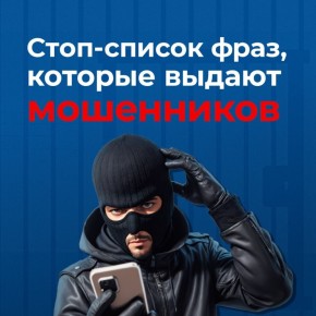 СТОП мошенники. В карточках - самые популярные стоп-фразы, после которых можно, не сомневаясь, заканчивать разговор с незнакомцем