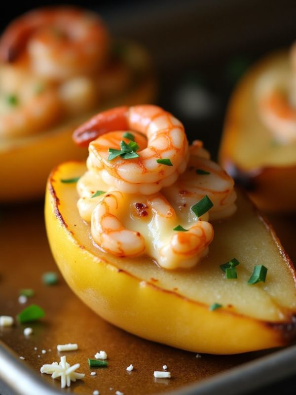 Необычное угощение: груши с сыром и креветками за 15 минут